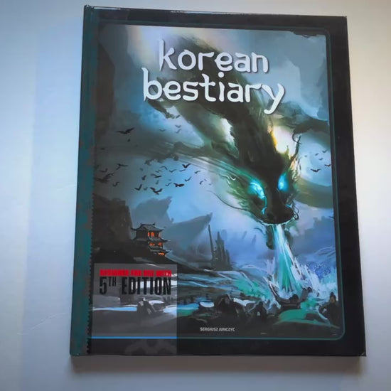 Preview of a Korean Bestiary 5E supplement based on Korean folklore, highlighting mid-tier monster stat blocks, adventure hooks, legendary artifacts, and custom artwork. fernflowerpress.com