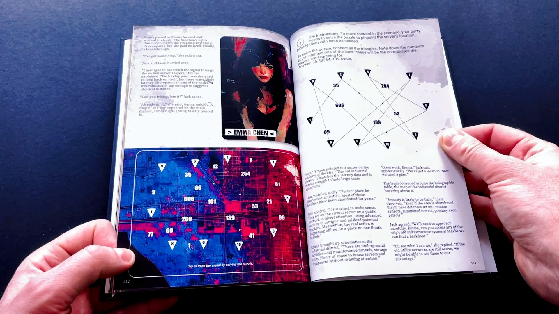 video review of the Cyberpunk Scenarios [1st Book], showcasing the mission plot hooks and cyber puzzles for ttrpg game masters. fernflowerpress.com