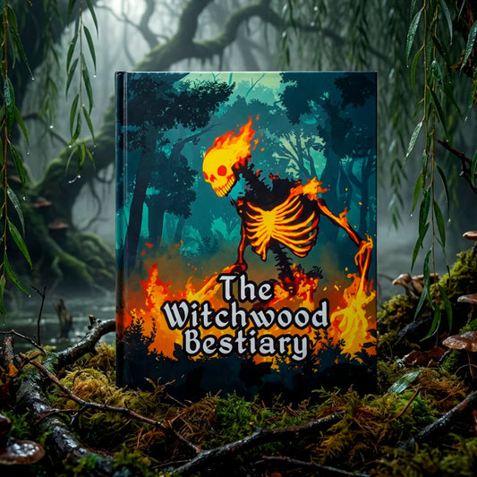 Cover art for The Witchwood Bestiary 5E, a must-have dnd 5e book featuring unique dnd monsters, d&d monster lore, and adventure hooks inspired by European legends and folklore. Perfect addition for anyone searching for dnd books, dnd books 5e, dnd 5e books, or d and d monsters to expand their dungeons and dragons monsters collection and enhance campaign adventures fernflowerpress.com